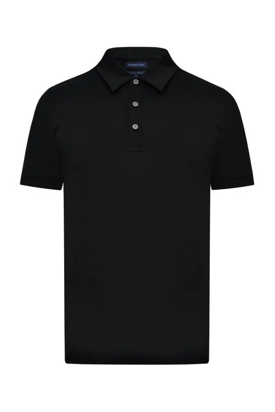 Merserize Pamuk Siyah Polo Yaka T-Shirt