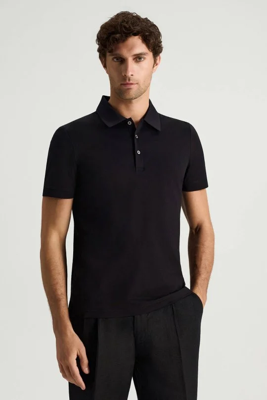 Hemington - Merserize Pamuk Siyah Polo Yaka T-Shirt (1)