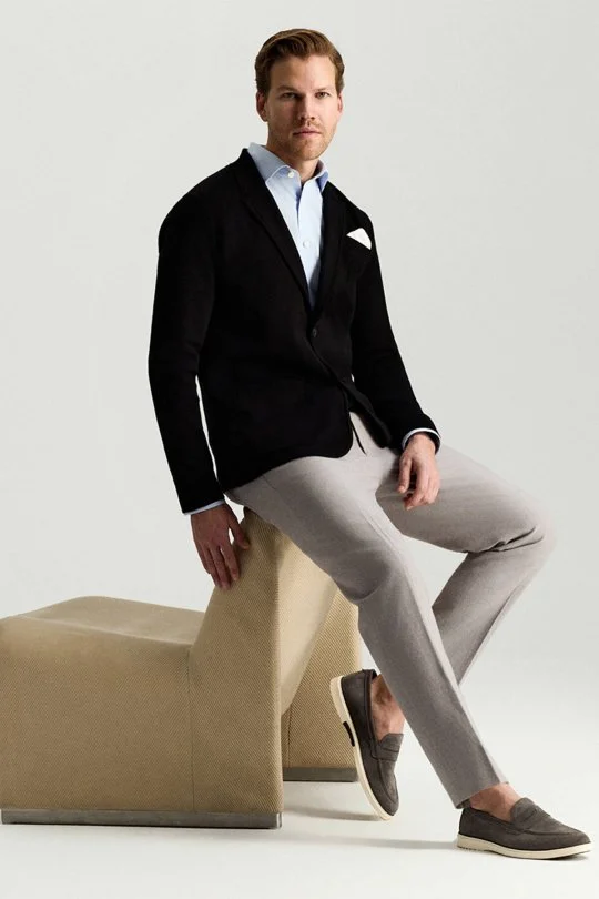 Merserize Pamuk Siyah Triko Blazer Ceket