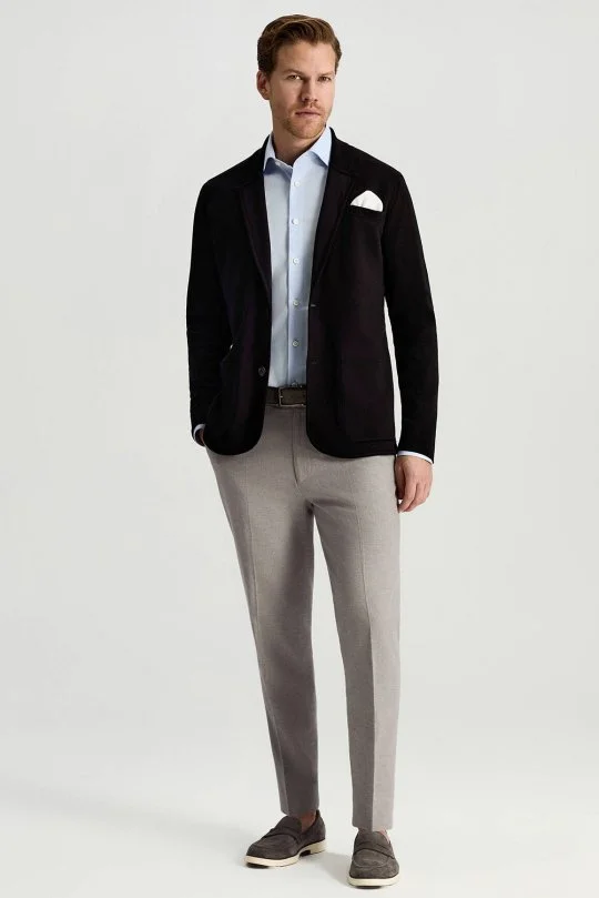 Merserize Pamuk Siyah Triko Blazer Ceket