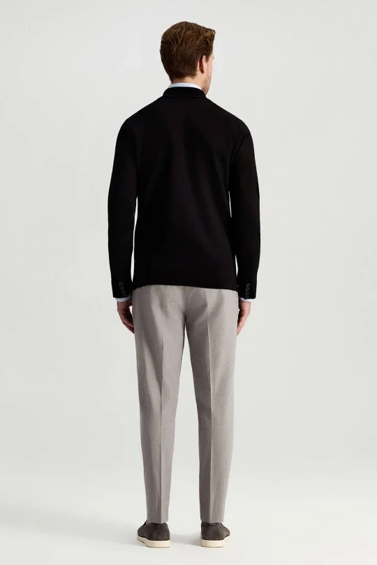 Merserize Pamuk Siyah Triko Blazer Ceket