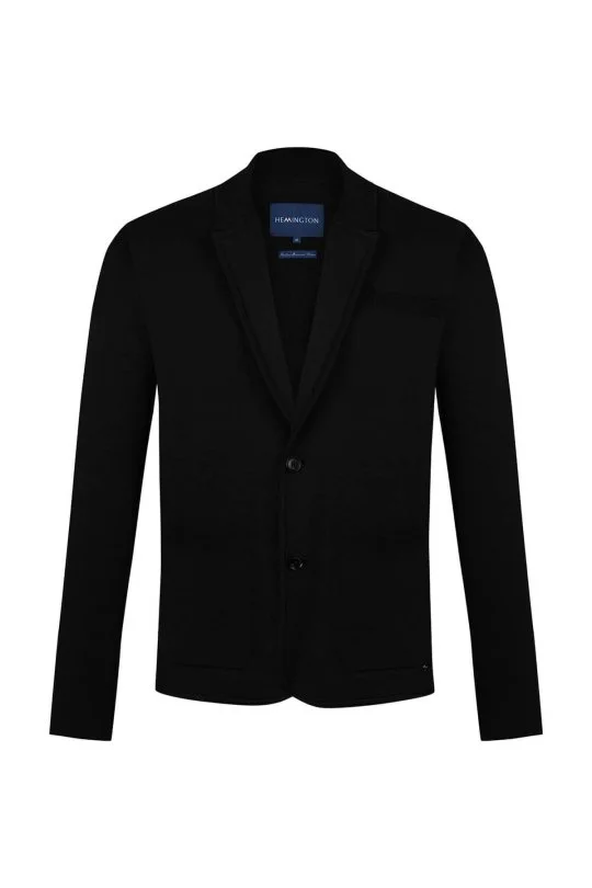 Hemington - Merserize Pamuk Siyah Triko Blazer Ceket (7)