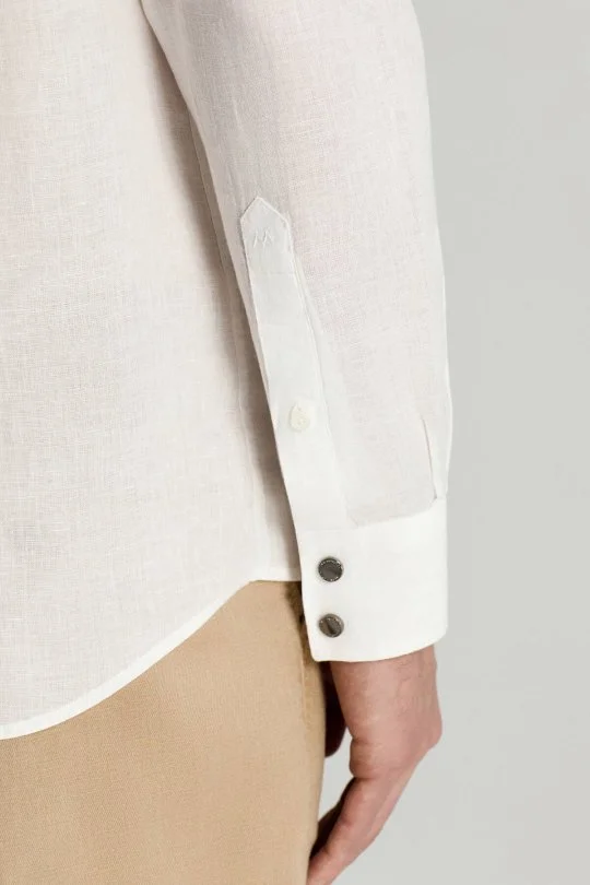 Hemington - Saf Keten Dört Cep Beyaz Safari Gömlek (5)