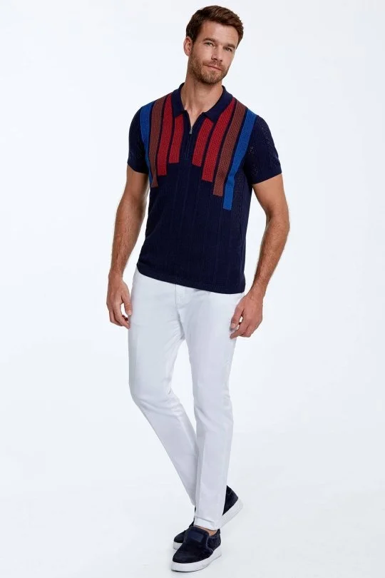 Hemington - Mikro Desen Saf Pamuk Lacivert Triko Polo (4)