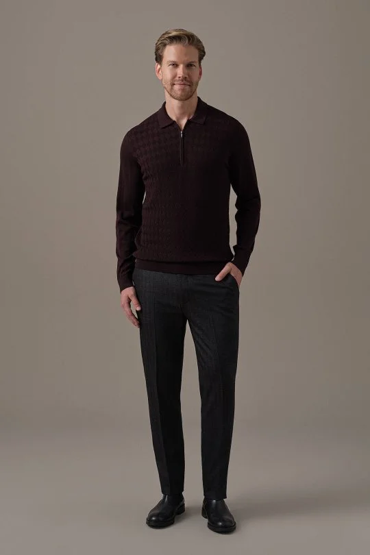 Mini Argyle Desen Alcantara Patch Bordo Polo Triko