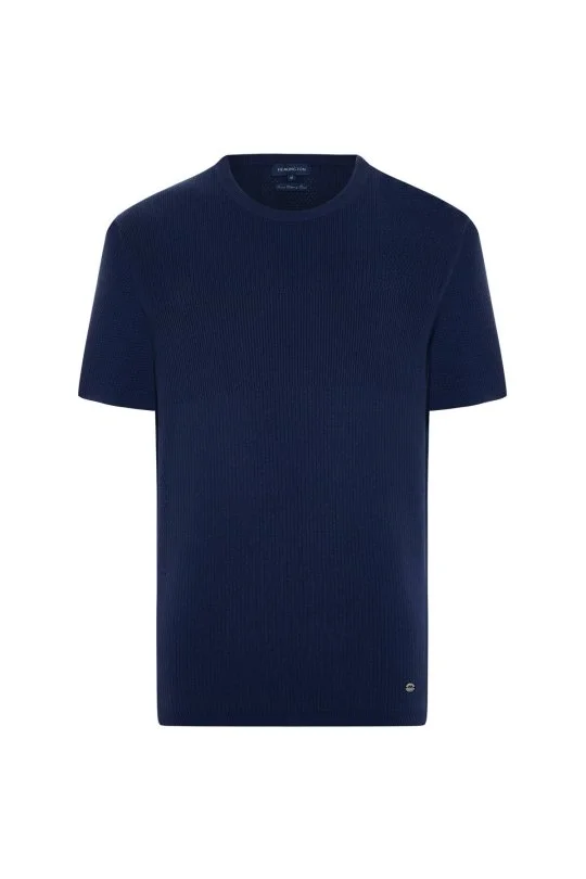 Hemington - Modal Pamuk Karışım Fitilli Örgü Detaylı Lacivert T-Shirt (6)