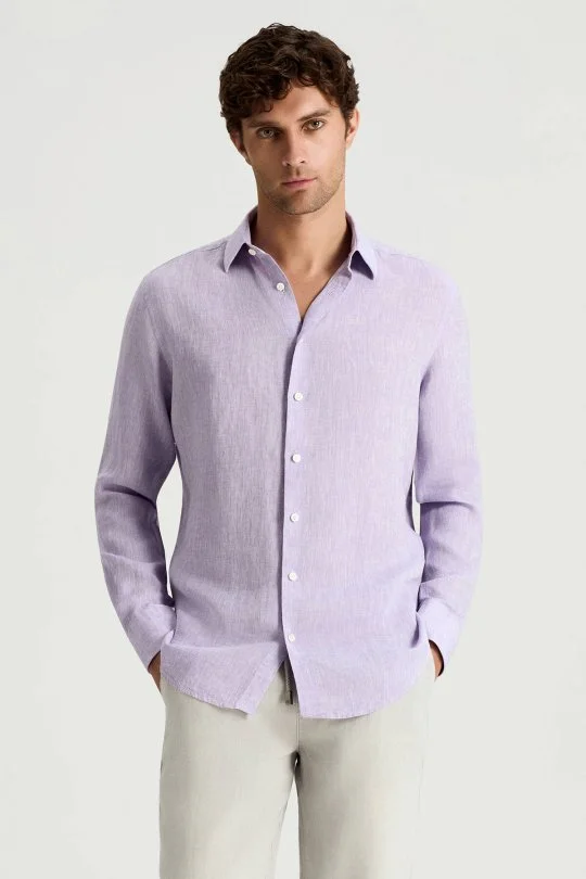 Hemington - Mor Saf Keten Spor Gömlek (1)