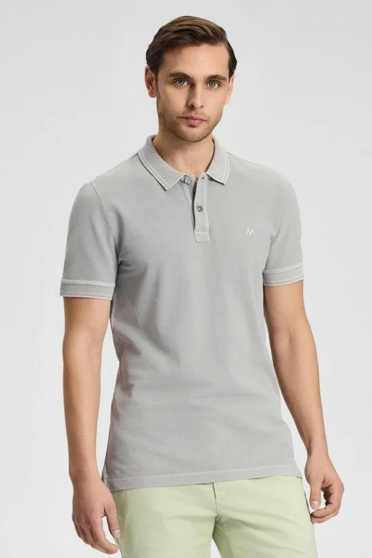 Hemington - Vintage Görünümlü Açık Gri Polo Yaka T-Shirt (3)