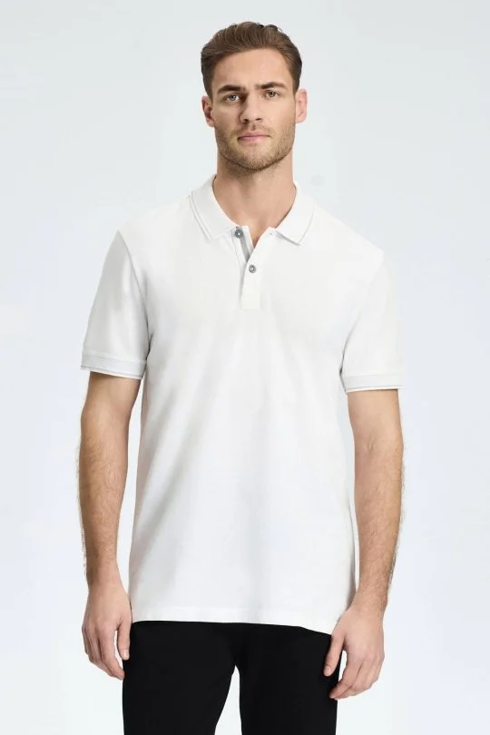 Hemington - Vintage Görünümlü Kırık Beyaz Polo Yaka T-Shirt