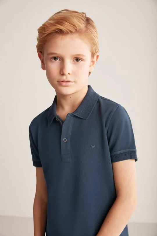 Hemington - Vintage Görünümlü Lacivert Polo Yaka Çocuk T-Shirt