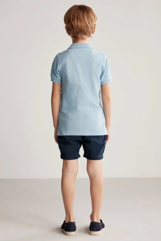 Hemington - Vintage Görünümlü Mavi Polo Yaka Çocuk T-Shirt (4)