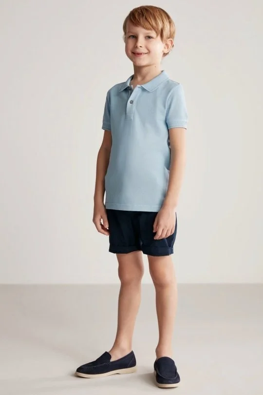 Hemington - Vintage Görünümlü Mavi Polo Yaka Çocuk T-Shirt (2)