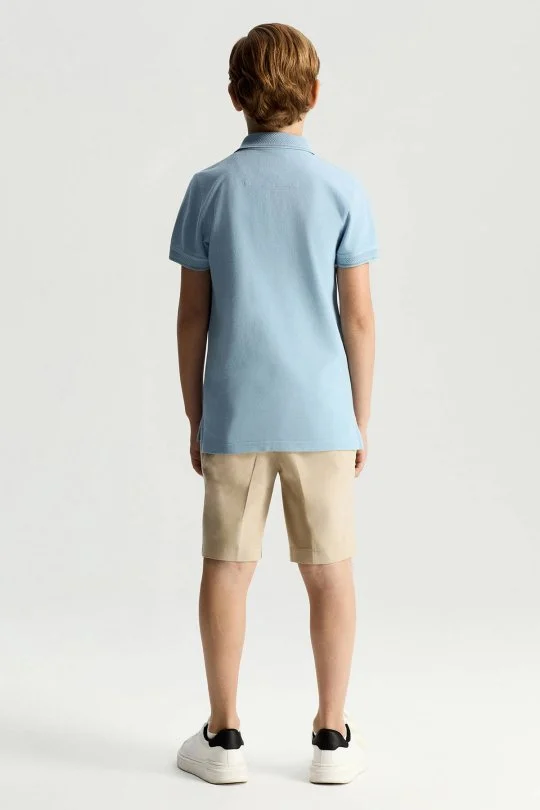 Vintage Görünümlü Mavi Polo Yaka Çocuk T-Shirt