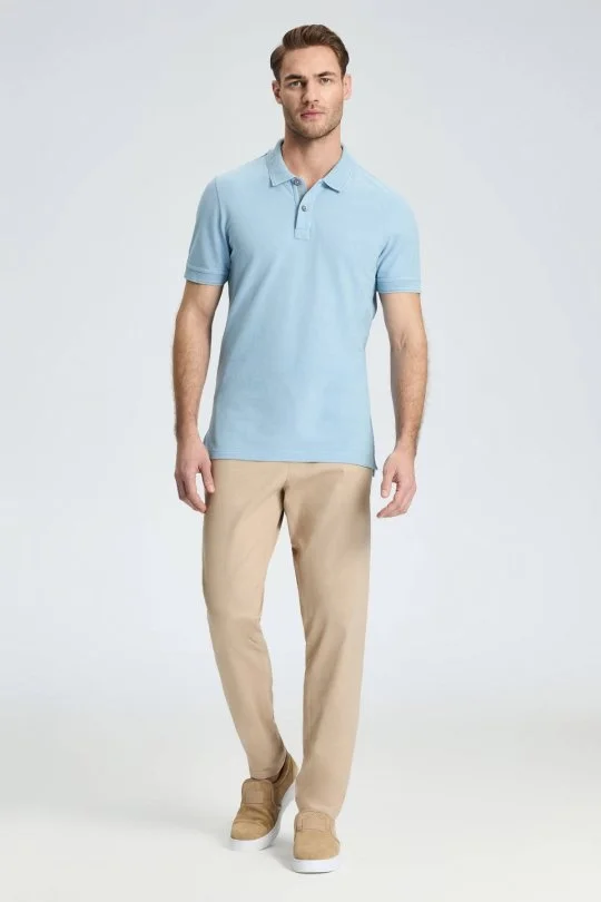 Hemington - Vintage Görünümlü Mavi Polo Yaka T-Shirt (1)