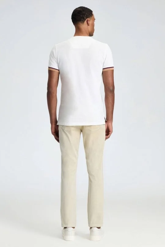 Hemington - Nakış Logolu Pike Örgü Beyaz Bisiklet Yaka T-Shirt (5)
