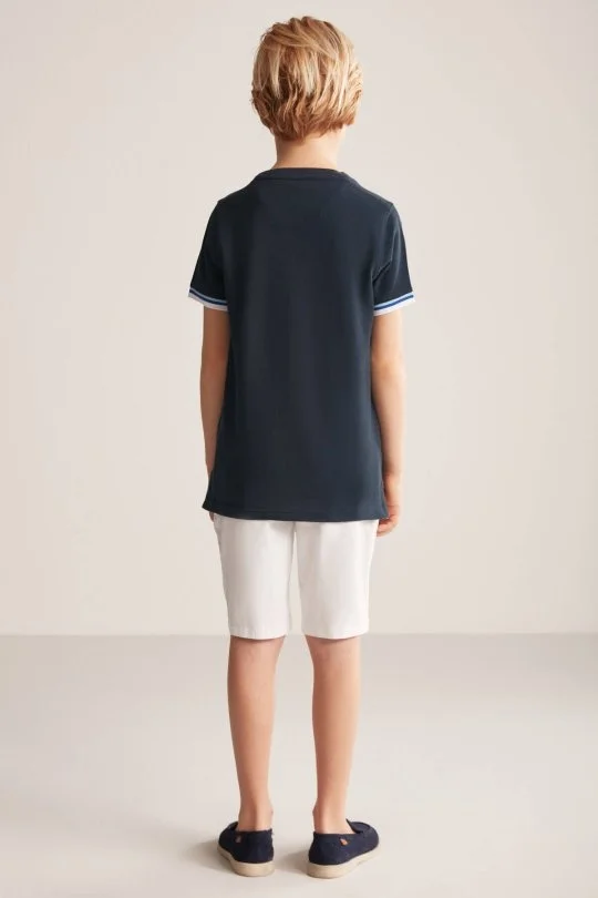 Hemington - Nakış Logolu Pike Örgü Bisiklet Yaka Lacivert Çocuk T-Shirt (3)