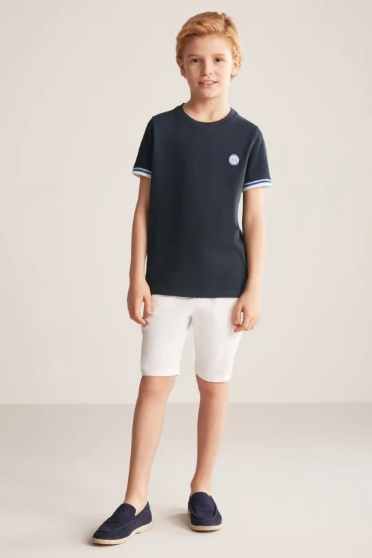 Hemington - Nakış Logolu Pike Örgü Bisiklet Yaka Lacivert Çocuk T-Shirt (1)