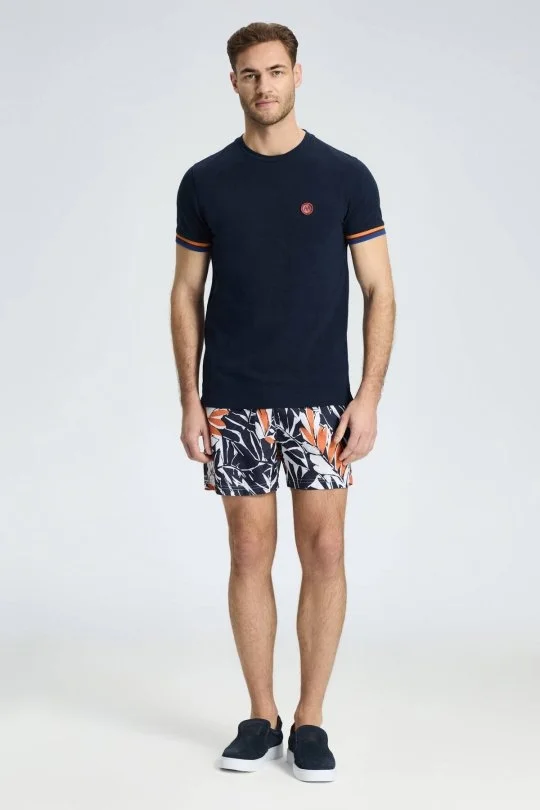 Hemington - Nakış Logolu Pike Örgü Lacivert Bisiklet Yaka T-Shirt (1)