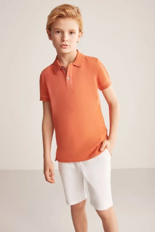 Hemington - Vintage Görünümlü Turuncu Polo Yaka Çocuk T-Shirt (3)