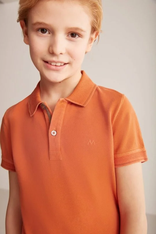 Hemington - Vintage Görünümlü Turuncu Polo Yaka Çocuk T-Shirt (5)