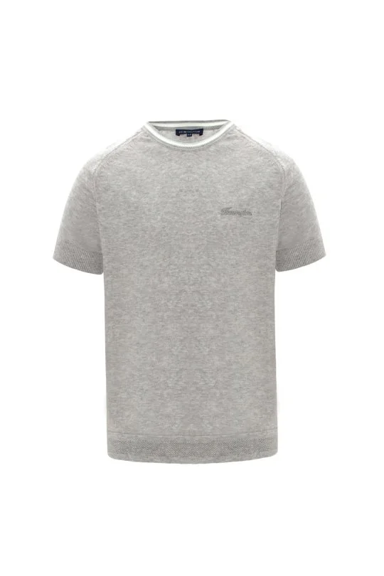 Hemington - Nakış Logolu Yaka Detaylı Açık Gri Triko Çocuk T-Shirt (5)