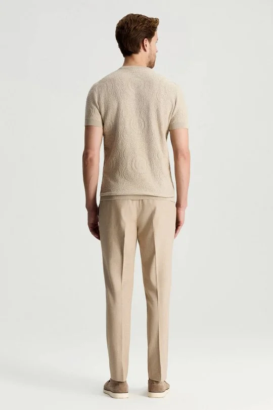 Hemington - Örgü Desen Açık Bej Bisiklet Yaka Triko T-Shirt (5)