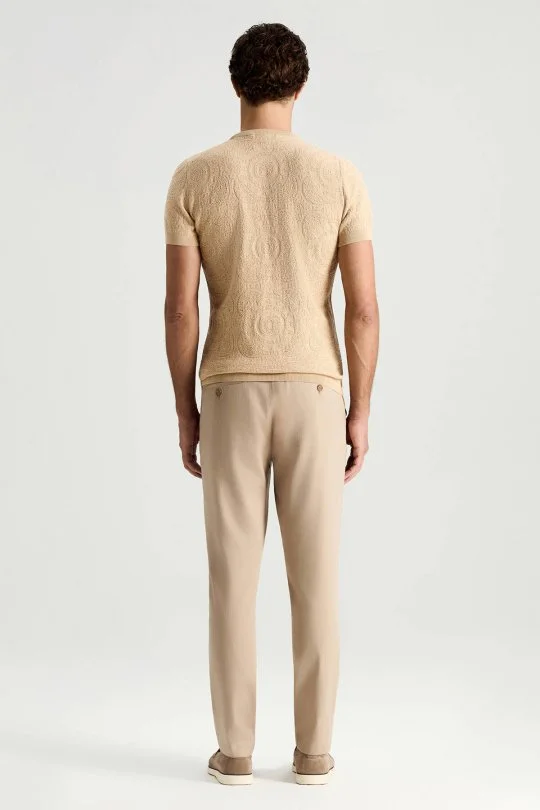 Hemington - Örgü Desen Krem Rengi Bisiklet Yaka Triko T-Shirt (5)