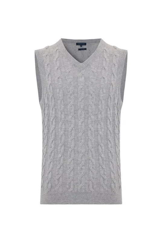 Hemington - Örgü Desen Açık Gri Lambswool Yün Triko Süveter (6)