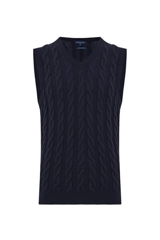 Hemington - Örgü Desen Lacivert Lambswool Yün Triko Süveter (6)
