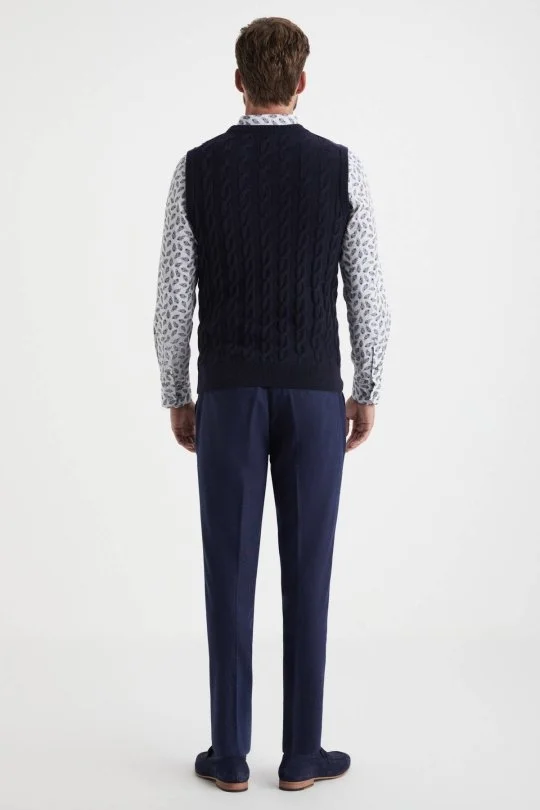 Hemington - Örgü Desen Lacivert Lambswool Yün Triko Süveter (5)