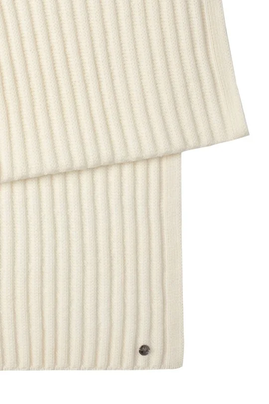 Hemington - Örgü Desenli Merino Yün Ekru Atkı (4)