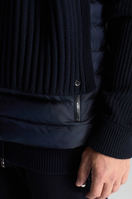 Örgü Desenli Merino Yün Lacivert Atkı