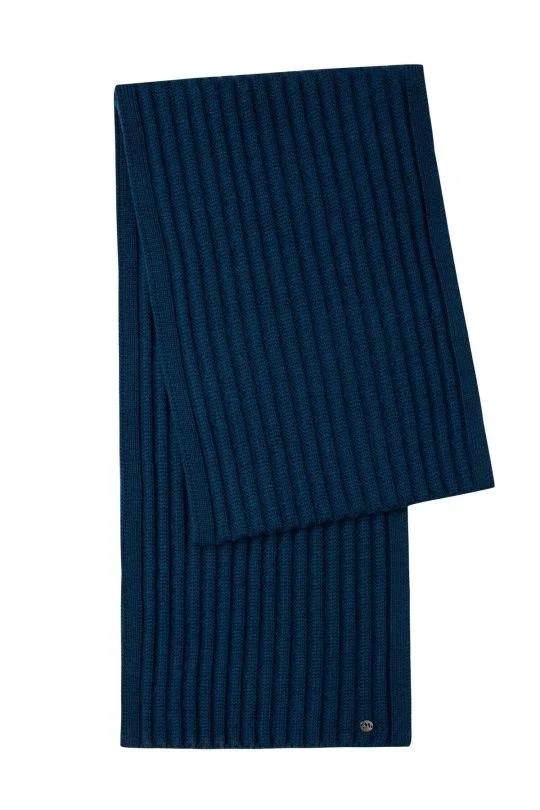 Hemington - Örgü Desenli Merino Yün Mavi Atkı (4)