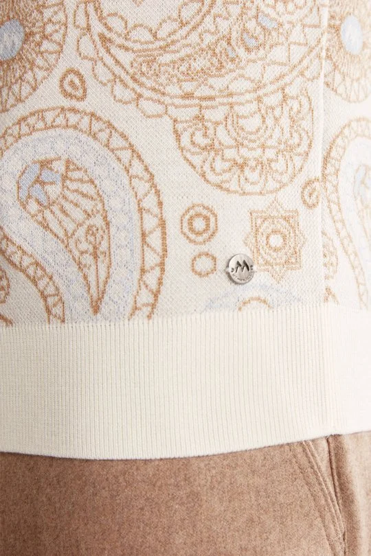 Hemington - Paisley Desen Extrafine Merino Lupetto Yaka Ekru Triko (6)