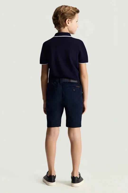 Lacivert Pamuk Chino Çocuk Bermuda Şort