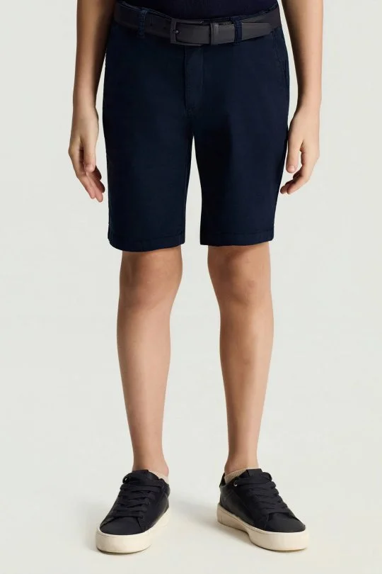 Lacivert Pamuk Chino Çocuk Bermuda Şort