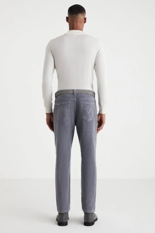 Hemington - Pamuk Karışım 5 Cep Gri Kadife Pantolon (2)