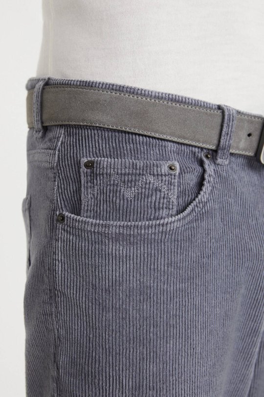 Pamuk Karışım 5 Cep Gri Kadife Pantolon