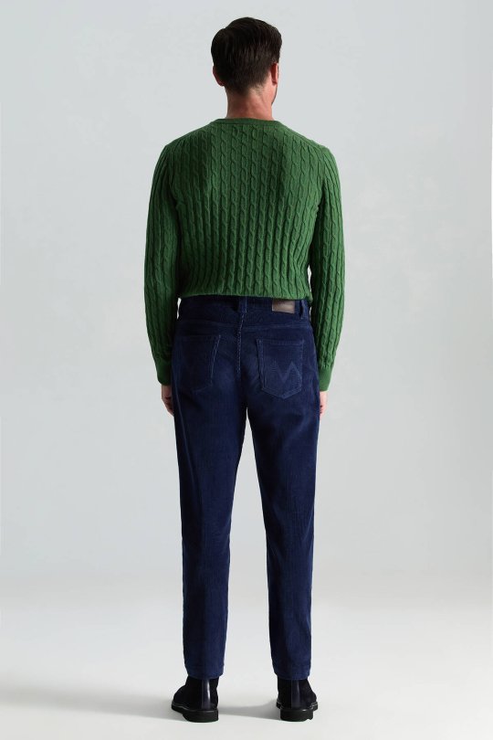 Pamuk Karışım 5 Cep Koyu Mavi Kadife Pantolon