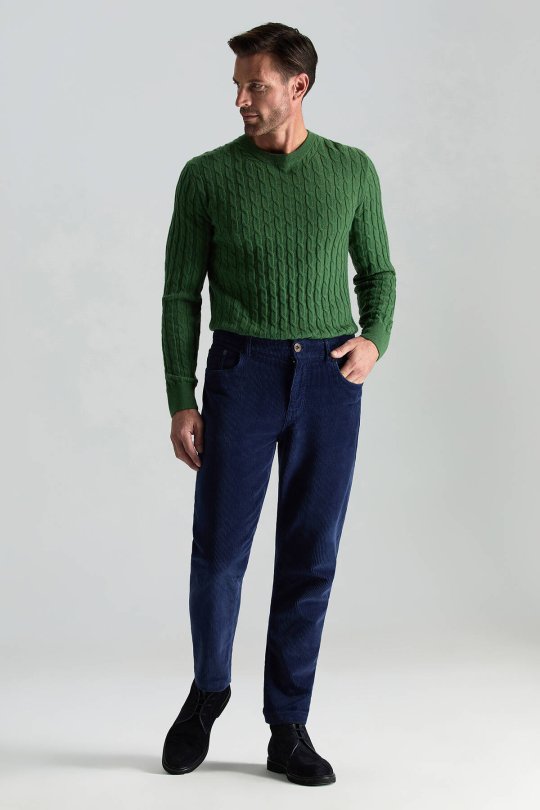 Pamuk Karışım 5 Cep Koyu Mavi Kadife Pantolon