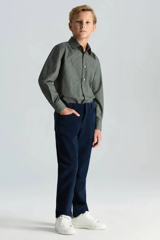 Hemington - Pamuk Karışım 5 Cep Lacivert Kadife Çocuk Pantolon (3)