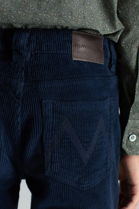 Hemington - Pamuk Karışım 5 Cep Lacivert Kadife Çocuk Pantolon (5)