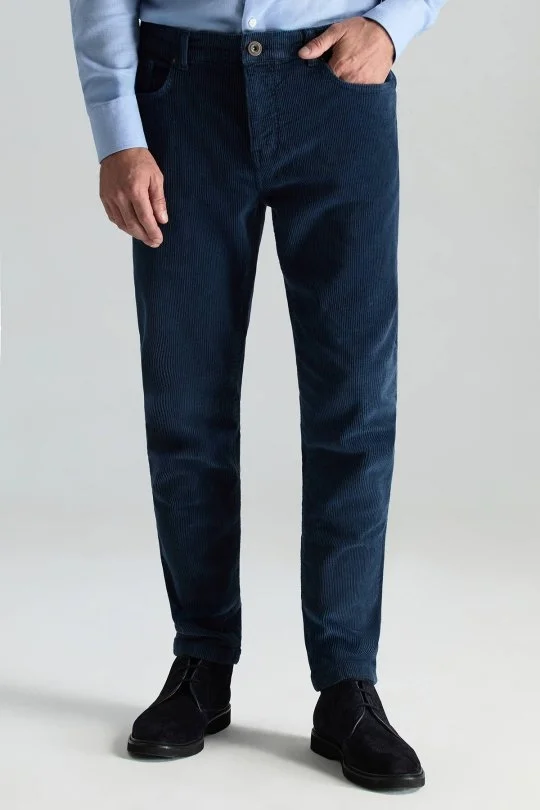 Hemington - Pamuk Karışım 5 Cep Lacivert Kadife Pantolon