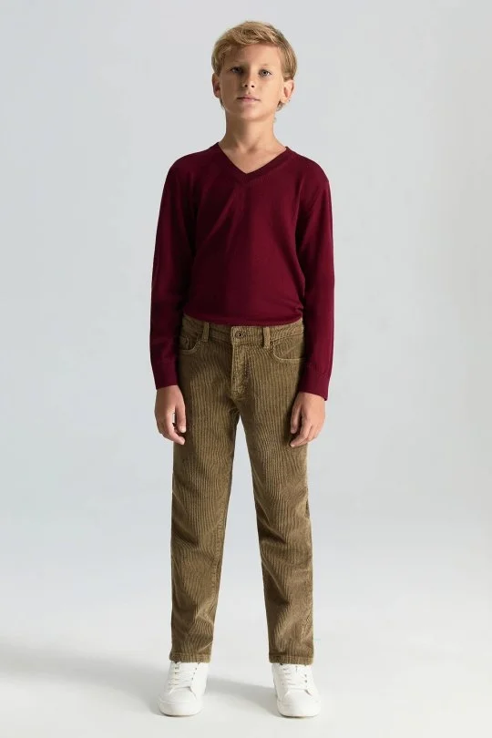 Hemington - Pamuk Karışım 5 Cep Tütün Rengi Kadife Çocuk Pantolon (1)