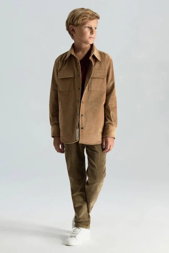 Hemington - Pamuk Karışım 5 Cep Tütün Rengi Kadife Çocuk Pantolon (3)