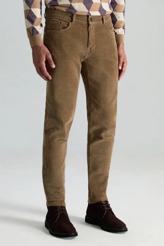 Hemington - Pamuk Karışım 5 Cep Tütün Rengi Kadife Pantolon