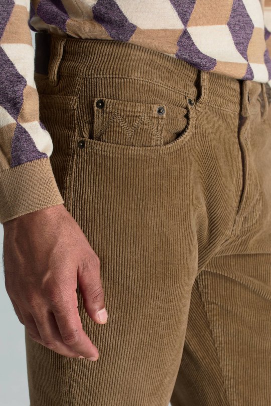 Pamuk Karışım 5 Cep Tütün Rengi Kadife Pantolon