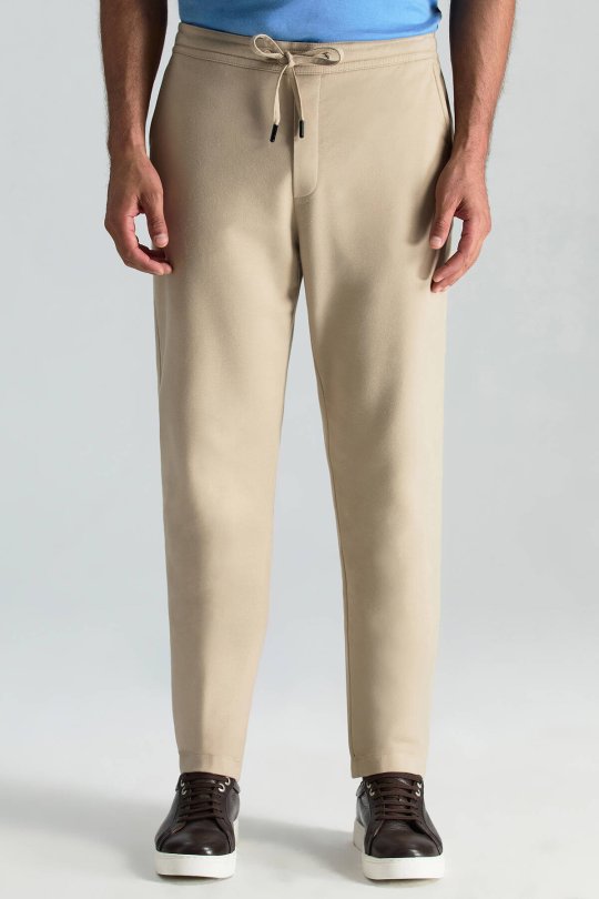 Pamuk Karışım Relax Fit Jogger Bej Chino Pantolon