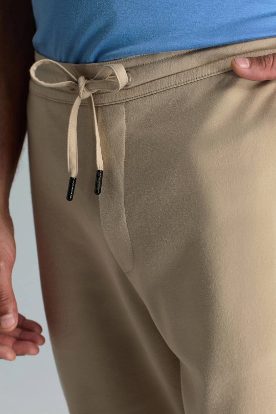 Pamuk Karışım Relax Fit Jogger Bej Chino Pantolon