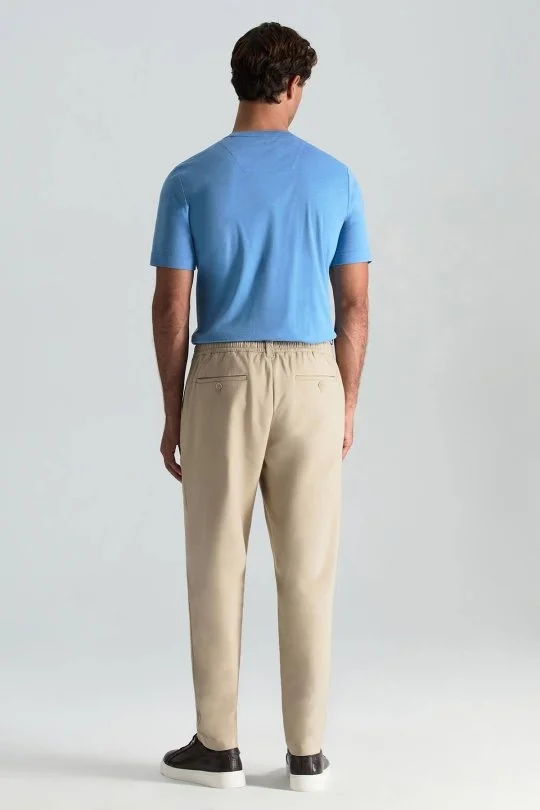 Hemington - Pamuk Karışım Relax Fit Jogger Bej Chino Pantolon (3)